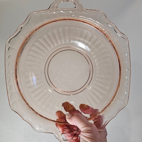 Anchor Hocking 1930s Pink Depression Glass Mayfair Open Rose Serving Bowl - Picture 6 of 9